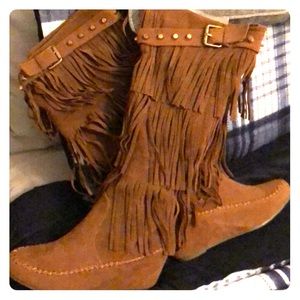 Nature Breeze Shoes - Moccasin Fringe Boots Nature Breeze Shoes - Moccasin Fringe Boots